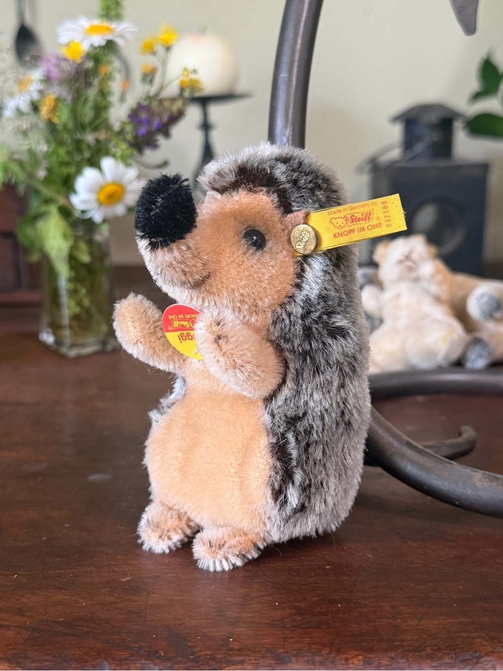 Steiff vintage Hedgehog mohair (?) plush “Joggi” with tags